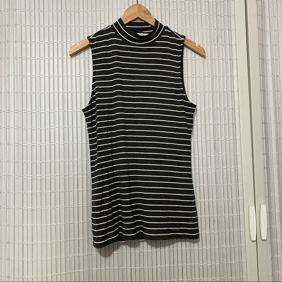 Michael Kors Turtleneck Sleeveless Stripe Top - Picture 2 of 4
